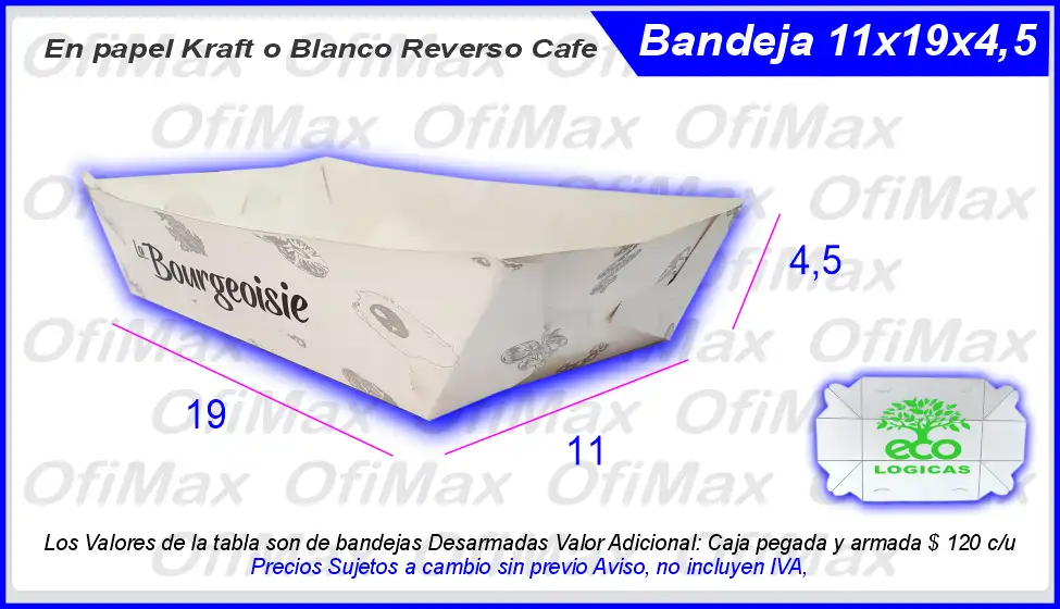 bandejas de carton ecologicas para comidas rapidas 11x19x4,5, Bogota, Colombia